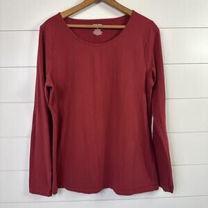 Duluth Trading No Yank Long Sleeve Scoop Neck Tee Shirt Red sz XL